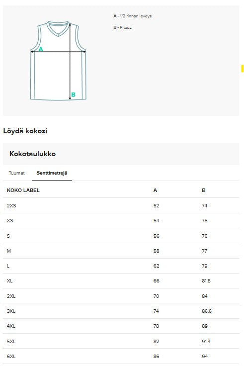 Koripallopaita, 85 hihaton, unisex